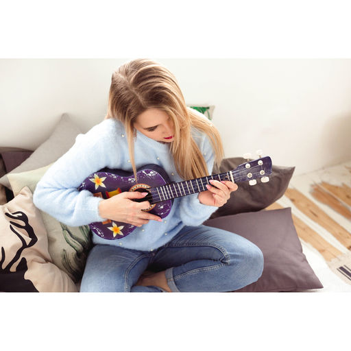 Сувенирный музыкальный инструмент гитара-укулеле «Цветы», 55×20×6 см