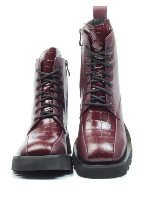 01-CG34-2 WINE Ботинки демисезонные женские (натуральная кожа, байка)