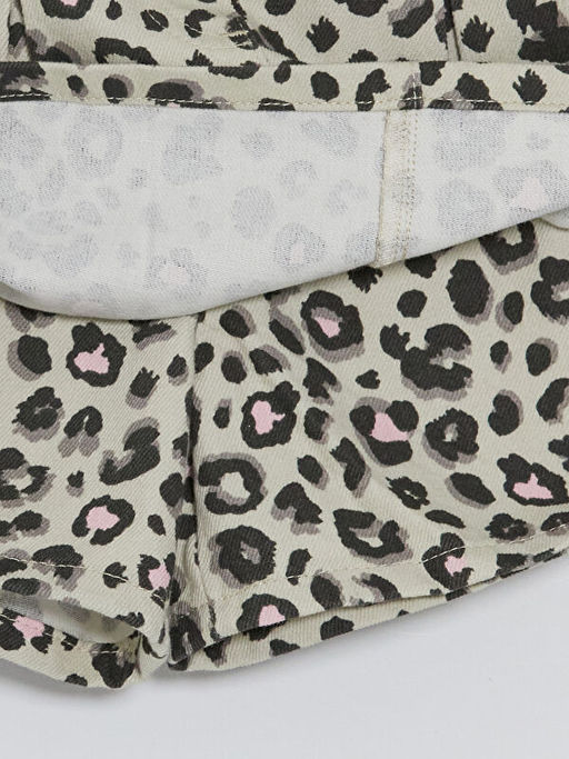 K?z ?ocuk Leopar Desenli Gabardin ?ort Etek