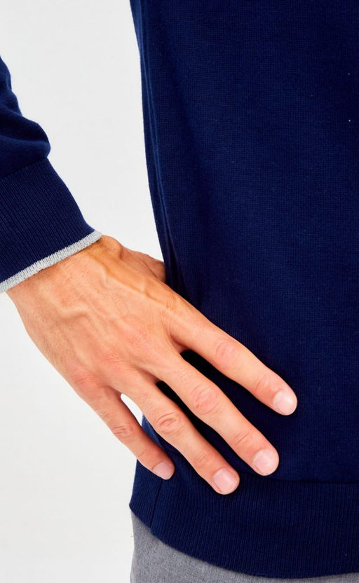 Джемпер мужской в полоску с воротником-стойкой на молнии F221-15-831 сине-зелёный - Fine joyce фото 9