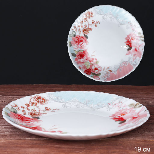 Тарелка 190 мм / LHP-75 (6801) /уп 6/72/ Розы на голубом - Галеонтрейд фото 2