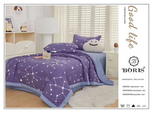 Одеяло подростковое Boris с простыней и наволочками ODBORP45