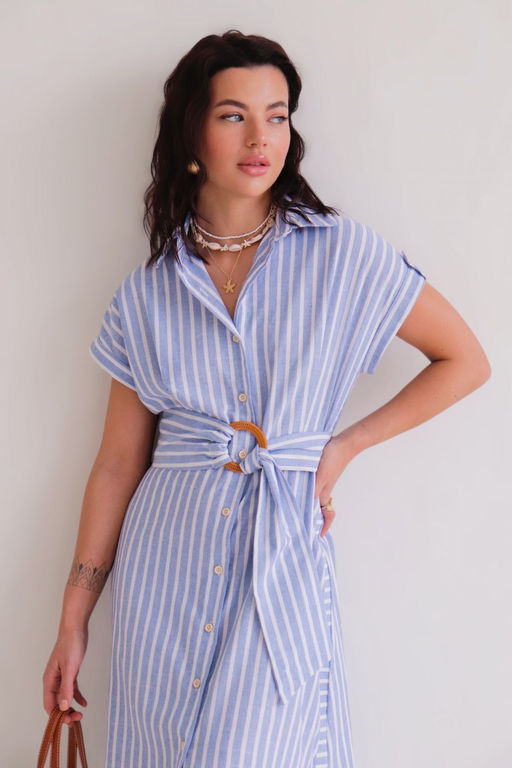 Martichelli Платье-рубашка в голубую полоску  фото 16