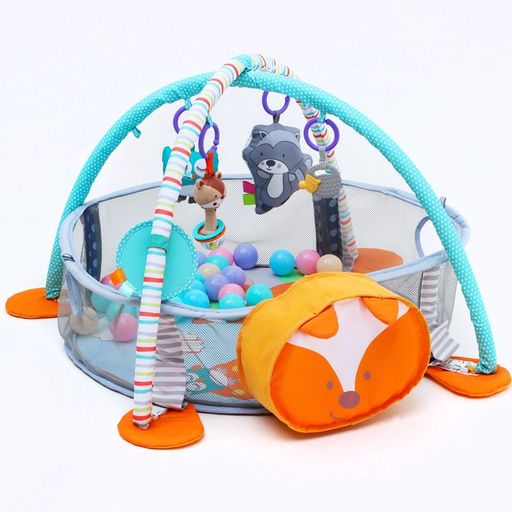 Развивающий коврик - манеж Крошка Я «Лиса», 3 в 1, 68×68 см, 30 цветных шариков, 5 игрушек