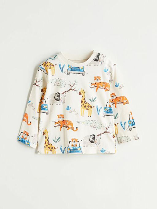 Bisiklet Yaka Bask?l? Erkek Bebek Pijama Tak?m