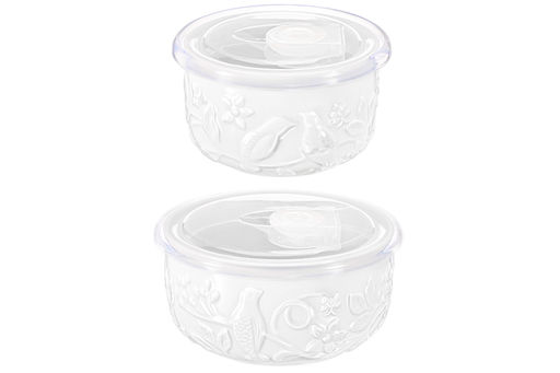 Набор салатников 2 пр. 250 мл 10,5*10,5*6 см + 550 мл 13*13*6,5 см "Птички на ветке" с пласт.крышк