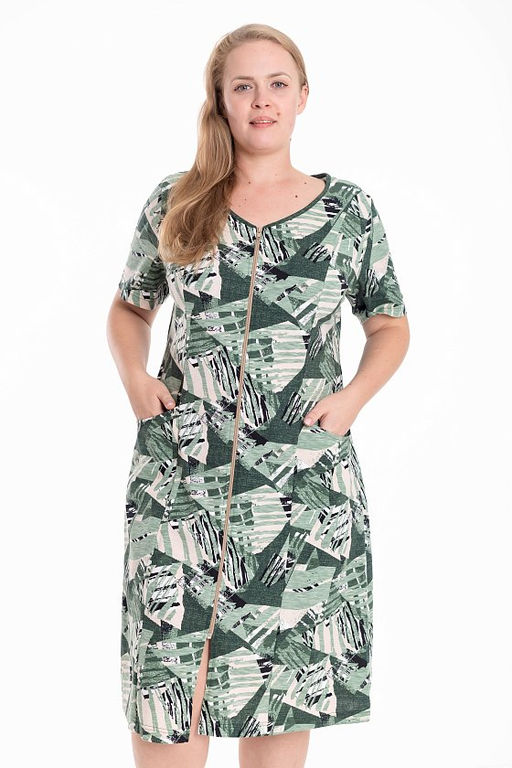 Халат М322167зб зеленый/бежевый - Елена фото 4