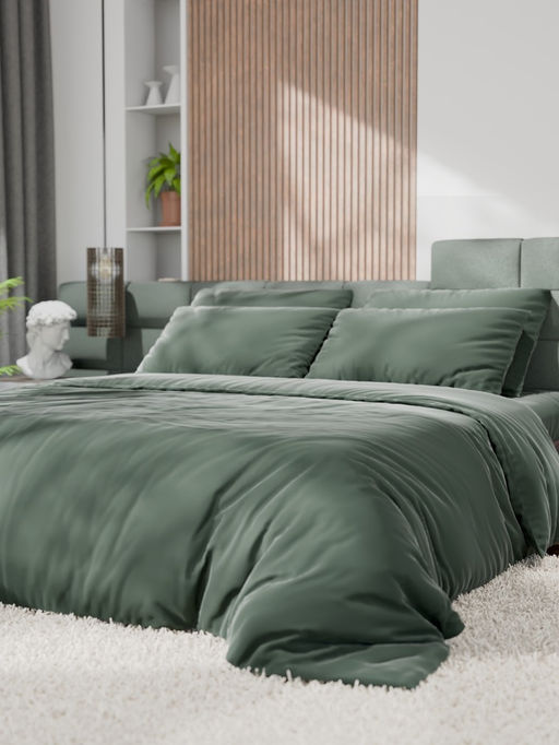 Постельное бельё евро «Этель», тенсель, оливковое