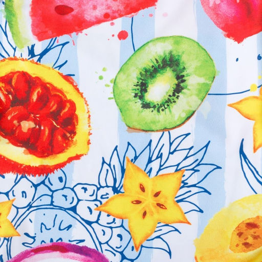 Купальник для девочки слитный KAFTAN: Fruits, бело-голубой, размер 34 (122-128 см)