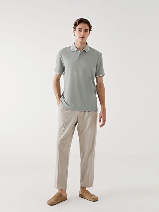 Polo Yaka K?sa Kollu Pike Erkek Dokulu Ti??rt