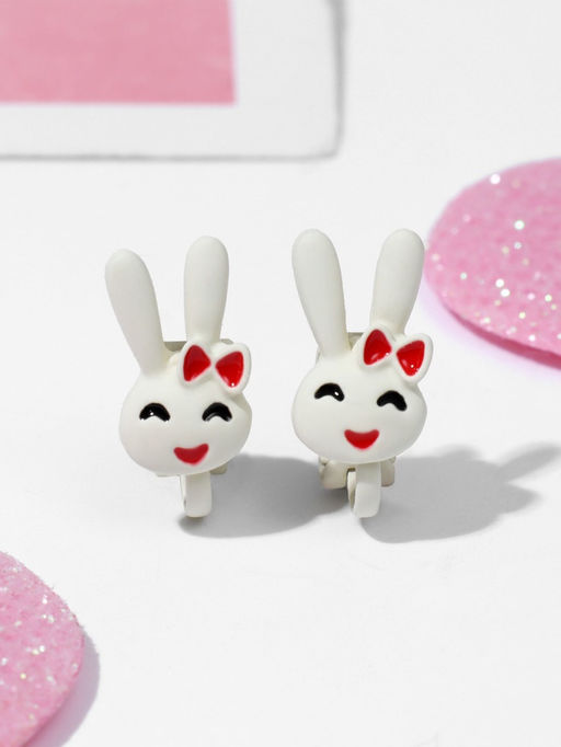 Серьги-клипсы детские «Выбражулька» зайчики, белые