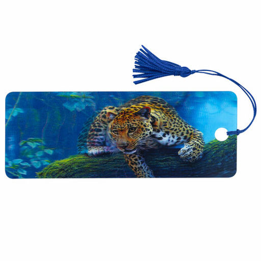 Закладка для книг 3D, BRAUBERG, объемная, "Леопард", с декоративным шнурком-завязкой