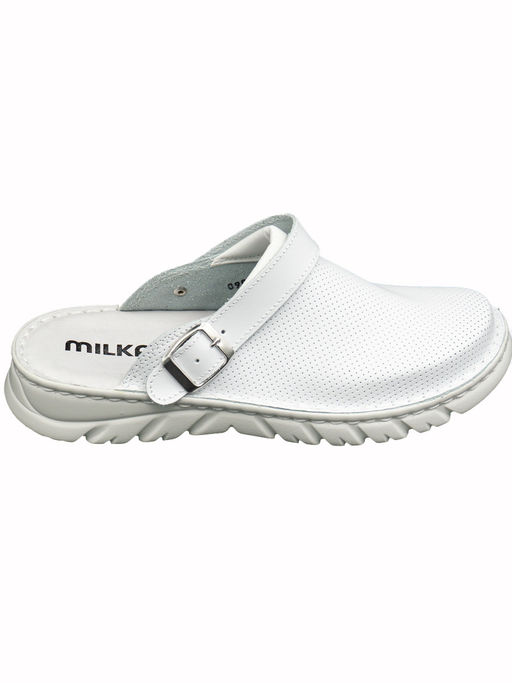 09 | Lika | Белые женские медицинские сабо натуральная кожа (перфорация) - Milka shoes&more фото 2