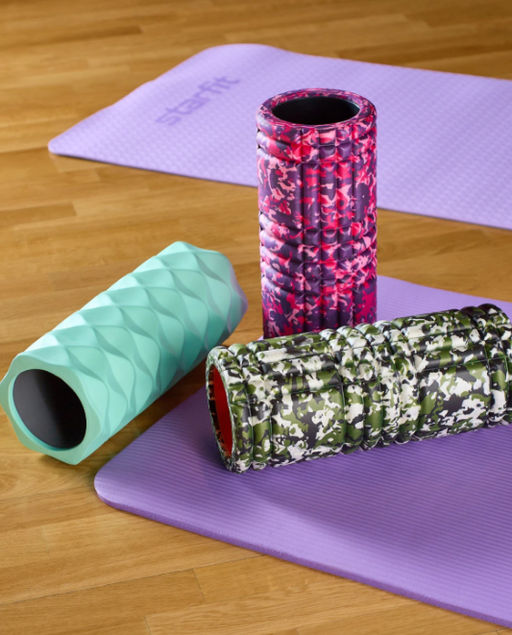 Ролик массажный STARFIT FA-507 EVA/PP, средняя жесткость, 32,5x12,5 cм, мятный/серый фото 7