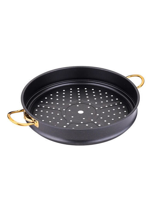 Мантоварка с крышкой стеклянной 34х10 см (8 л) с АПП, цвет: черный/золотой, арт. 4000-BK/GD-34. - D.L.K. фото 3