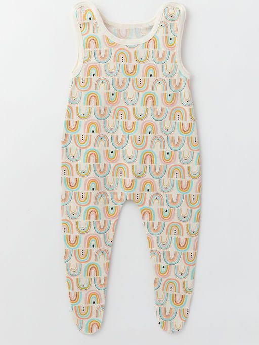 Полукомбинезон со следом из хлопковой кулирки, синий/радуга - Lesi kids фото 6