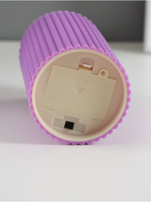 Светодиодная свеча, ночник LED RISALUX «Уют», 3×ААА, сиреневый, 7.5×7.5×12.5 см