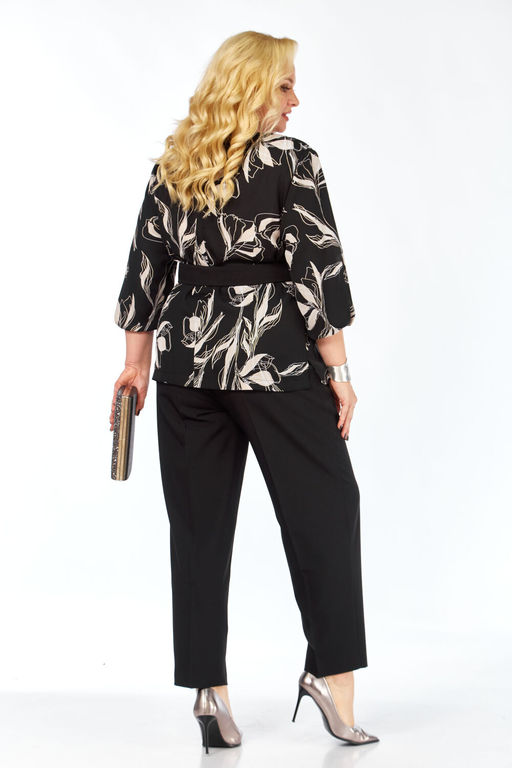 Блуза Элль стиль 2446а черный, белый принт