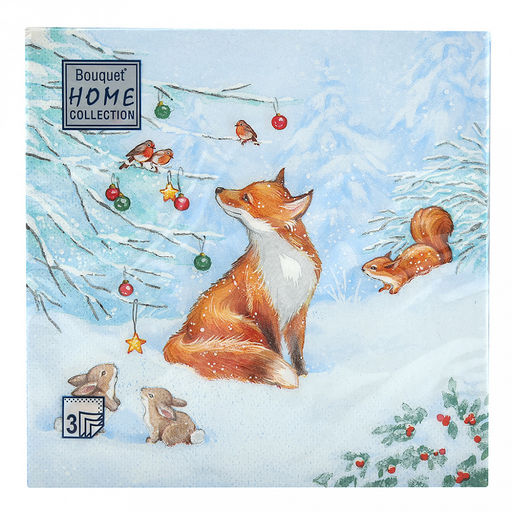 Салфетки бумажные Bouquet Home Collection Classic 33х33см, 3-х слойные, 20 штук в упаковке, 100% целлюлоза, Лисичка (Россия)  фото 2