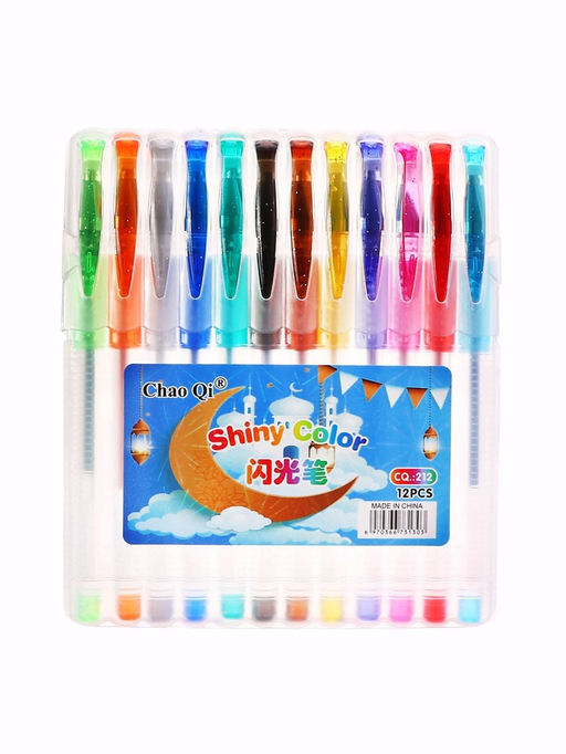 Набор гелевых ручек, 12 цветов, с блестками, с резиновым держателем, в пластиковой коробке - Simaland фото 19