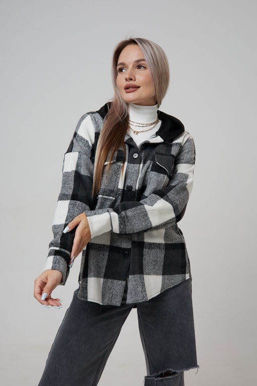Рубашка женская в клетку с капюшоном РЖКК-01