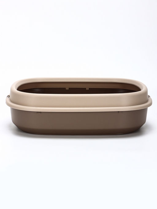 Лоток для кошек Фур-Мур 48×35.5 см с бортом + совок, Soft-touch, капучино