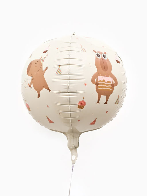 Цена за 2 шт. Воздушный шар фольгированный 25"  сфера «Милые капибары"