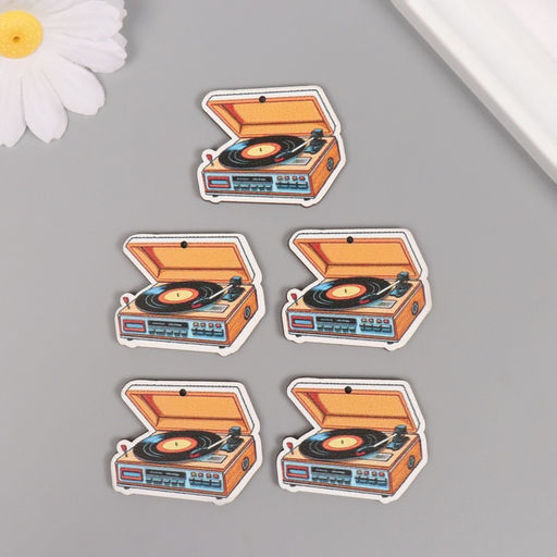 Цена за 10 шт. Декор для творчества дерево «Музыкальный проигрыватель», 3.1×3.8×0.3 см