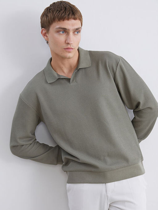 Polo Yaka Erkek Sweatshirt