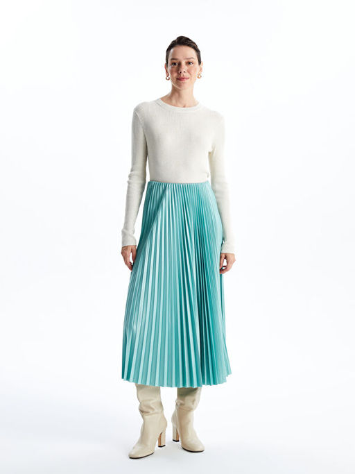 Beli Lastikli Kad?n Pileli Etek