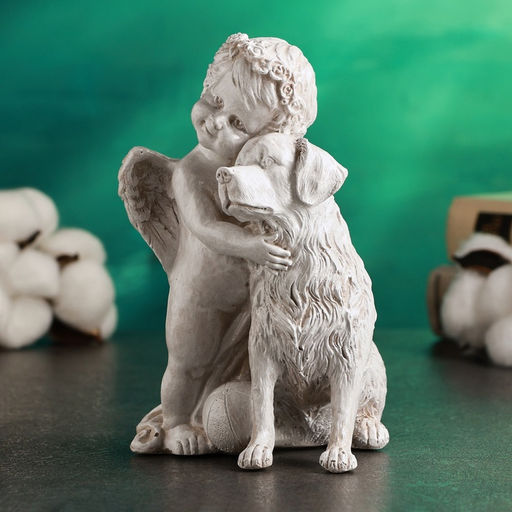 Фигурка полистоун Ангелочек с собакой, 17?12?10 см