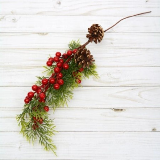 Ветка искусственная с шишками 60 см / N127-98 /уп 240/Новый год - Галеонтрейд фото 2