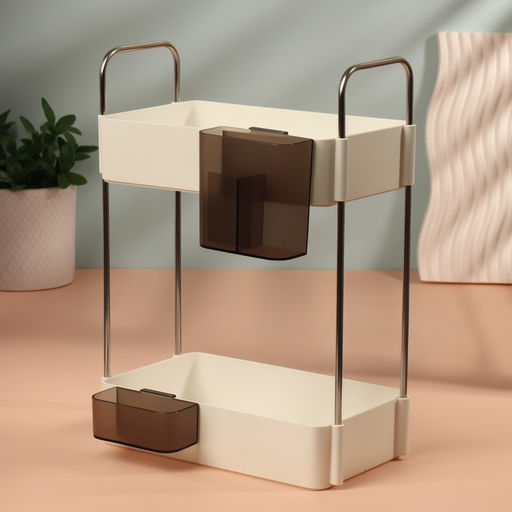 Органайзер для хранения, двухуровневый, 4 секции, 29×21×12 см, белый, чёрный