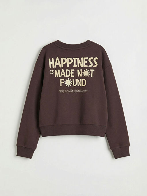 Bisiklet Yaka Bask?l? K?z ?ocuk Sweatshirt