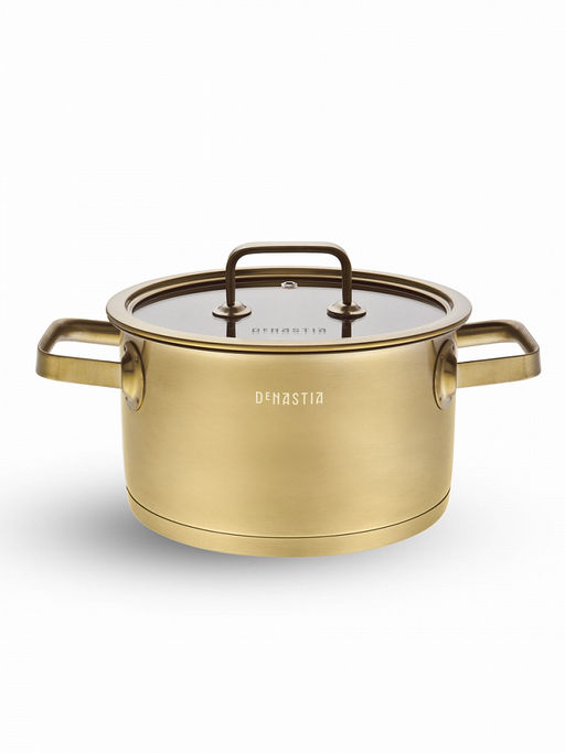 Кастрюля с крышкой 3,5л золотой нержавеющая сталь