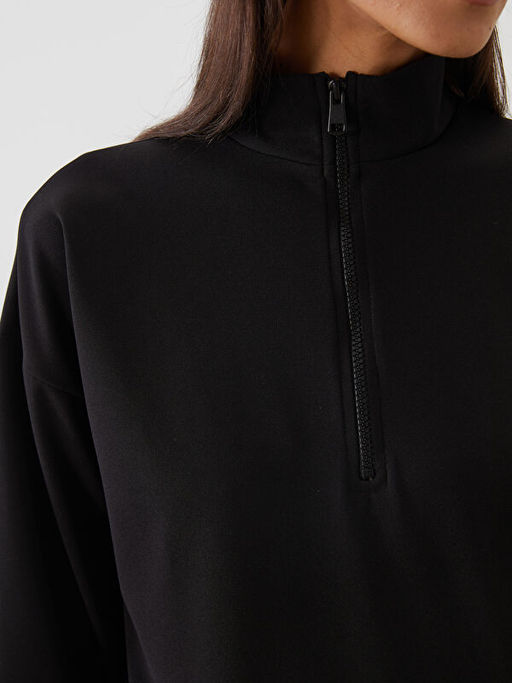 Dik Yaka Oversize Kad?n Sweatshirt Tunik