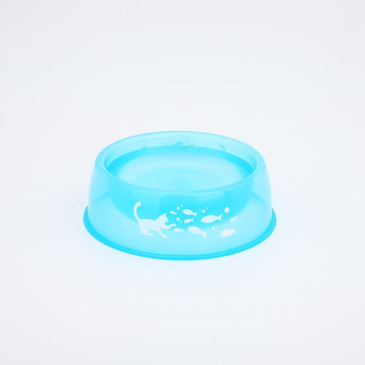 Миска пластиковая Котик с рыбками, 300 мл, синий - Пушистое счастье фото 4