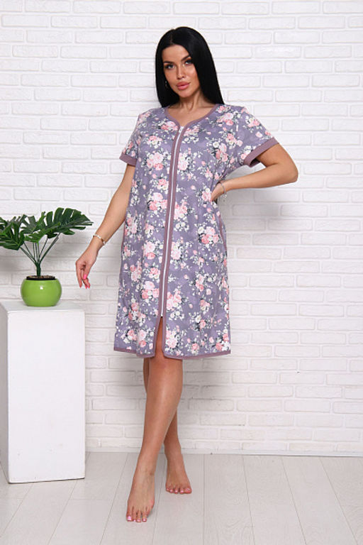 Халат женский с карманами на молнии "Розы" (933-5)