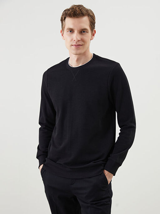 Bisiklet Yaka Uzun Kollu Erkek Sweatshirt