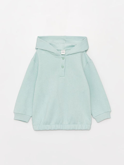 Kap??onlu Uzun Kollu Basic K?z Bebek Sweatshirt ve E?ofman Alt 2li Tak?m - Waikiki фото 2