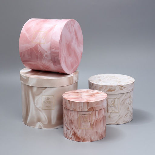 Набор шляпных коробок для цветов 4 в 1 Текстурный, 14 13 см - 20 17,5 см - Дарите счастье фото 2