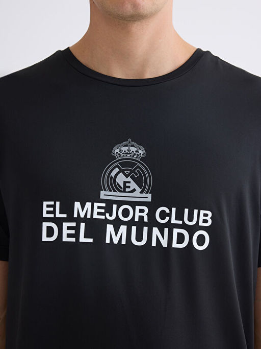 Bisiklet Yaka Real Madrid Bask?l? Erkek Taraftar Ti??rt