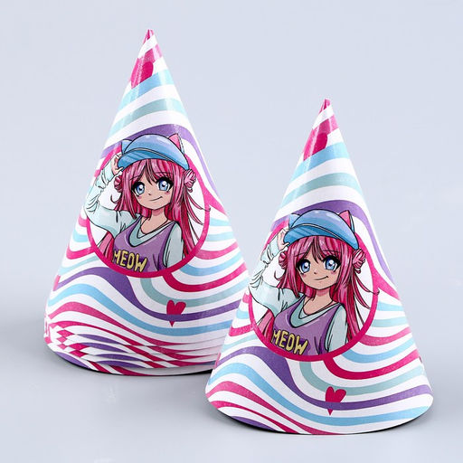 Посуда бумажная одноразовая «Аниме», 6 тарелок, 1 гирлянда, 6 стаканов, 6 колпаков