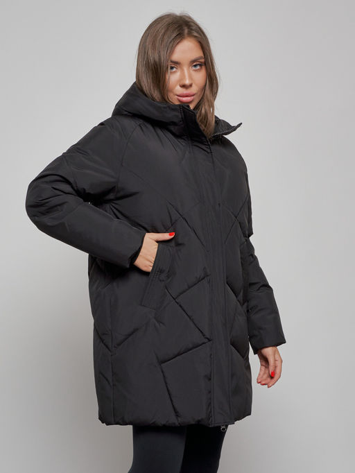 Зимняя женская куртка модная с капюшоном черного цвета 52361Ch - Holdluck фото 7