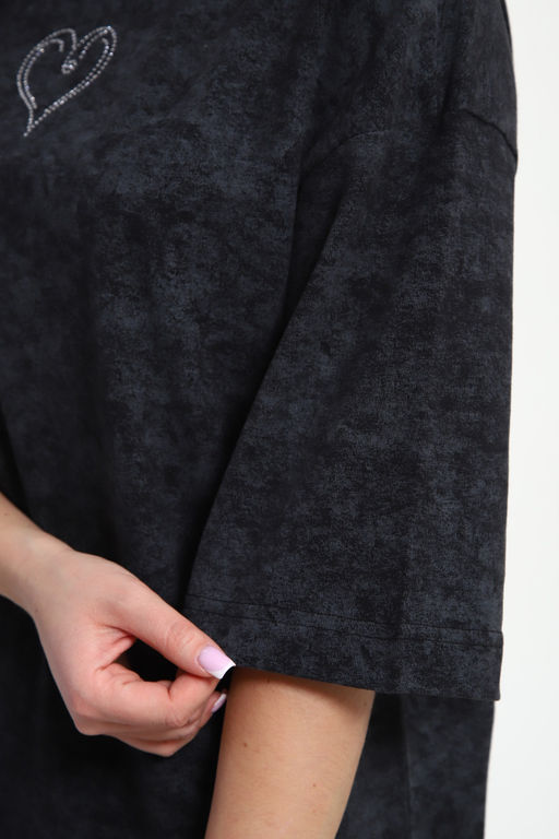 Платье туника варенка с принтом Сердце ТП-02