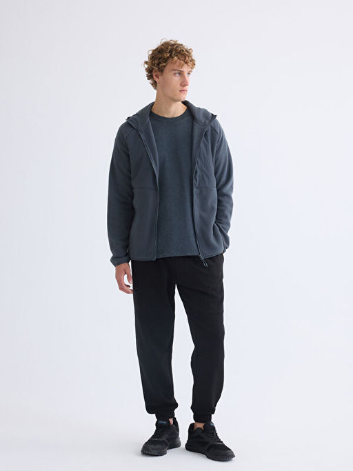 Kap??onlu Polar Erkek Fermuarl? Sweatshirt