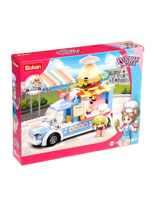 Конструктор Розовая Мечта Sluban «Фудтрак с бургерами», 154 детали