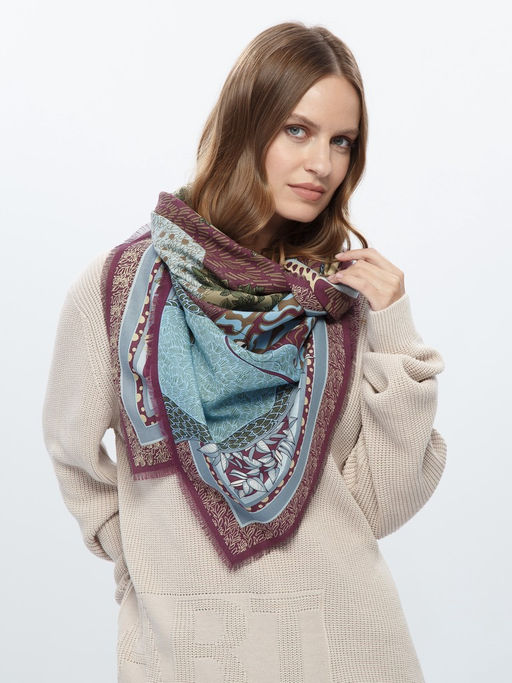 Платок жен. шелк+шерсть+мод 120х120 E16-8224-26 - Eleganzza фото 4