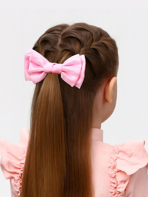 Цена за 6 шт. Бант для волос на резинке «Умница», двойной, 10 см, розовый