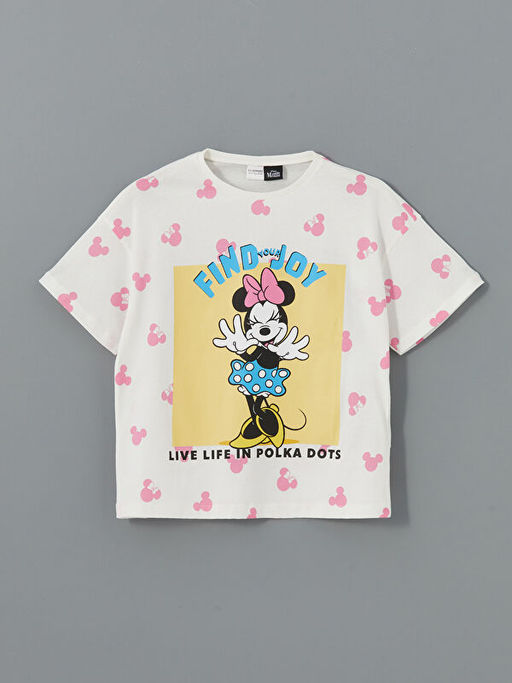 Bisiklet Yaka Minnie Mouse Bask?l? K?z ?ocuk ?ortlu Pijama Tak?m? - Waikiki фото 2